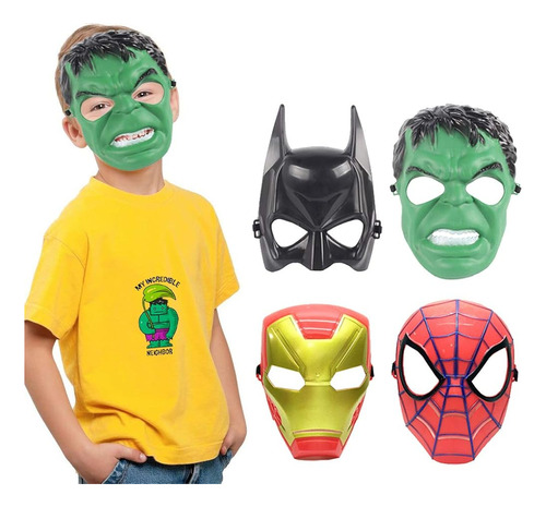 Mascara De 4 Super Heroes, Vengadores Para Niños