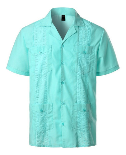 Camisa De Manga Corta Para Hombre Cubano Guayabera