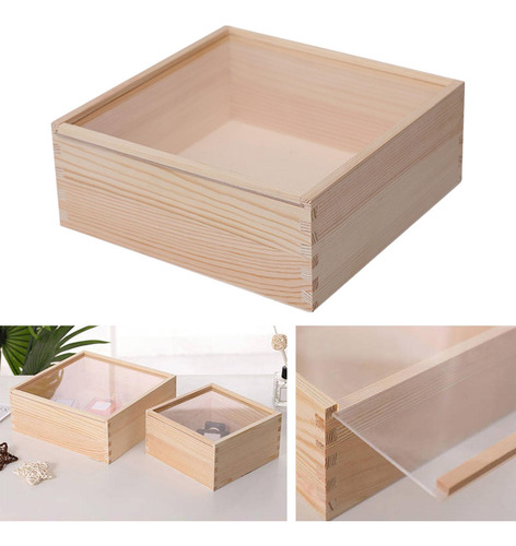 Caja De Almacenamiento De Madera, Contenedor 20cmx20cmx8cm
