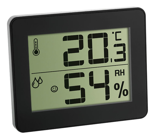 Termo-higrometro Alemao Black Com Nivel De Conforto Incoterm