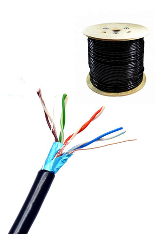 Bobina De Cable Ftp Cat5e 100% Cobre/305 Mts /negro/exterior