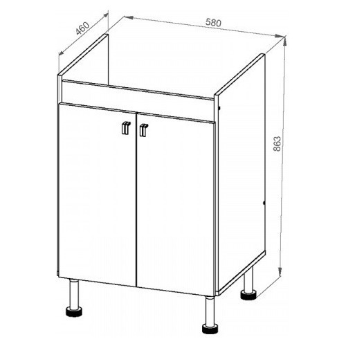 Imagen 3 de 7 de Bajo Mesada Lavadero 60cm Blanca C-mesada Inyectada Kromos