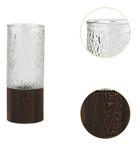 Jarrón De Vidrio Con Base De Madera Elegante Jarrón