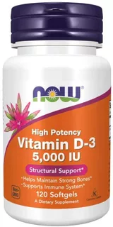 Now Foods Vitamina D3 Alta Potencia 120 Softgels 5000 Ui Sfn Sabor Sin sabor