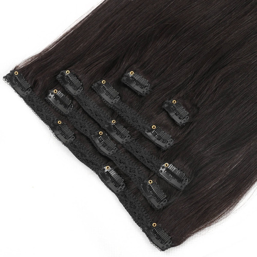 Clipe Tic Tac Cabelo Humano Marrom Escuro 45cm 70g 6 Peças