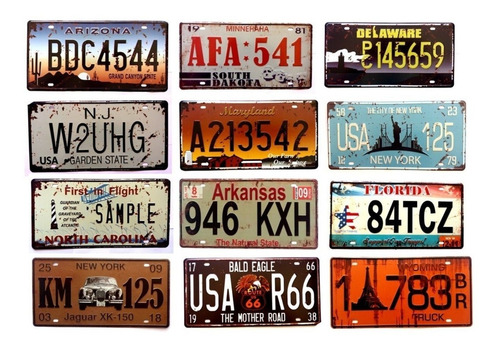 Pak 30 Patentes Placas Souvenir Metalica Decorativas Dif Mo