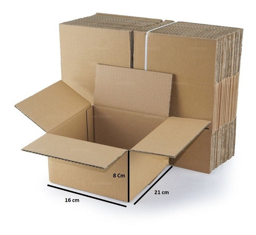 Pack 50 Cajas Carton Envios Delivery 21x16x 8cm Pcimport