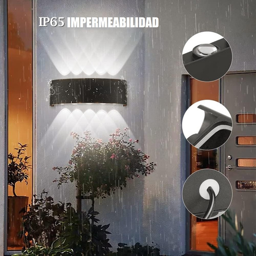 Pack X2 Lampara Led Focos Exterior Pared 10w Luz Fria 6000k