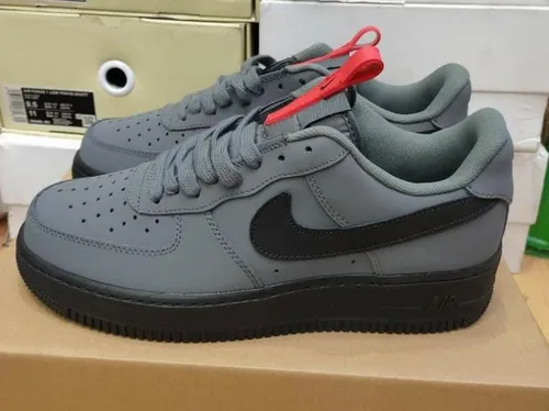 Grey and red air force ones hot sale