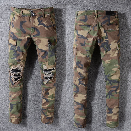 Pantalones Vaqueros Ajustados Con Estampado De Camuflaje Par