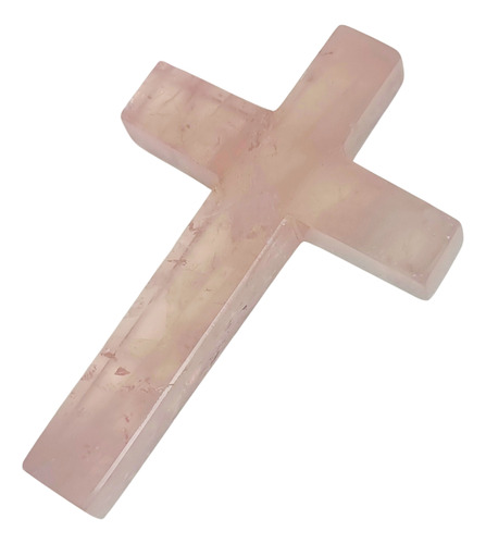 Cruz Tallada Cuarzo Rosa Para Altar Protección Amor Paz