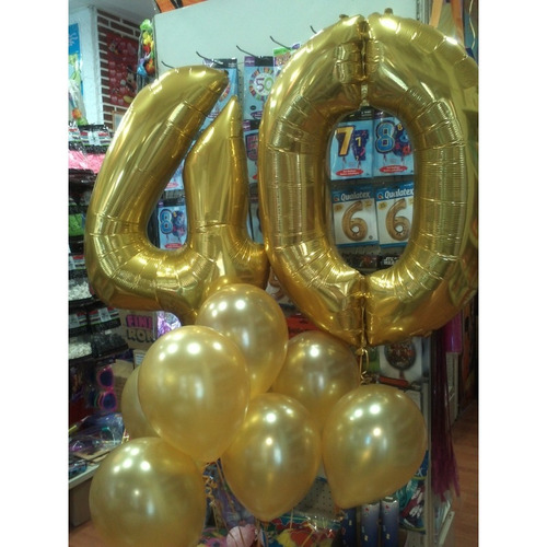 Globo Números Y Letras Metalizadas 66 Cm Dorada Y Plateada