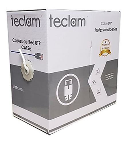 Teclam Cable Utp Cat 5e Interior Rollo 100m Blanco 70% Cobre