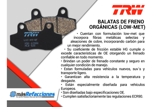 Kit Balatas Bajos Metales Del Y Tras Forester 11 Al 15 Trw