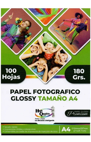 Papel Fotografico 180 Gr A4 100 Hojas High Quality Premium