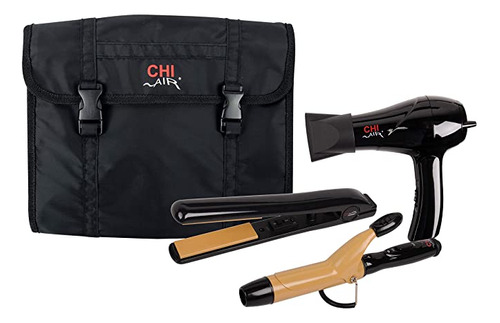 Set De Viaje De 3 Piezas De Ceramica Turmalina Chi, Negro,