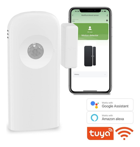 Sensor Magnético Y Pir 2 En 1 Tuya Smart Wifi