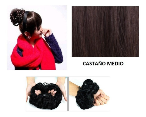 Peluca Chongo Dona Postizo Cabello Sintetico Varios Tonos