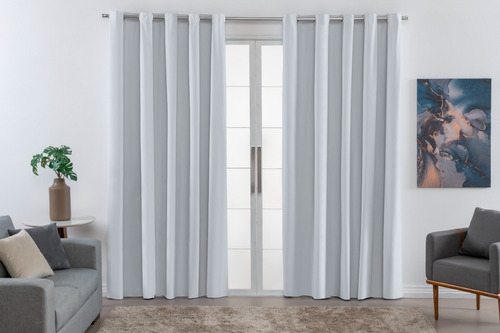 Cortina Blecaute Pvc 220x180 Blackout Corta Luz Quarto Sala Cor Branco