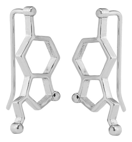 Wll Pendientes De Molécula De Serotonina De Oro Y Plata Joya