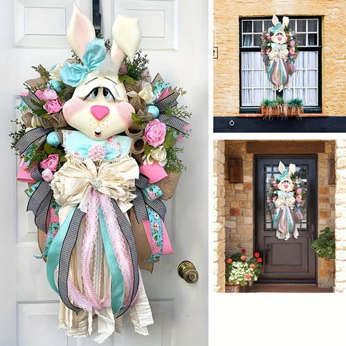 Adorno Colgante De Corona De Conejo De Pascua, Decoración