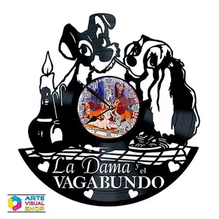 Disco Reloj De Vinilo La Dama Y El Vagabundo Walt Disney