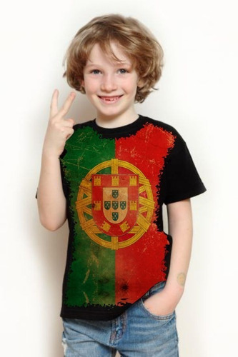 Camiseta Criança Frete Grátis Bandeira Portugal