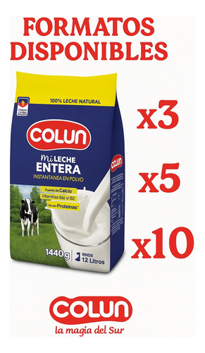 Leche En Polvo Entera Colun 1.44 Kg | Rinde 12 Litros - 5uni