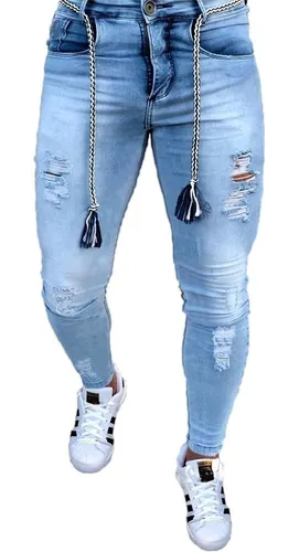 Calça jeans com 2025 cordão masculina