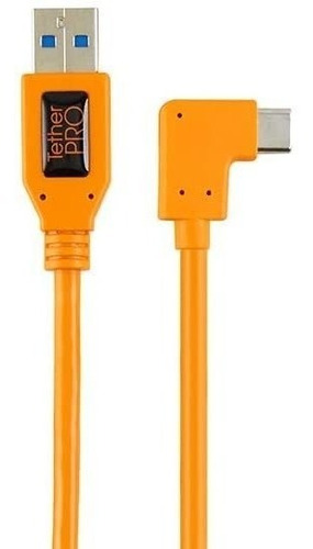 Cable De Angulo Recto Usb 3.0 A Usb-c De 20 , Color Naranja