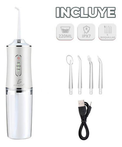 Irrigador Limpiador Bucal Escalador Eléctrico Recargable Color Blanco