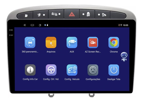 Multimidia Peugeot 308 9p Octacore Android Carplay 6gb 128gb