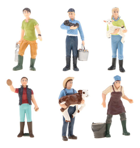 6 Pieces 3 Inch Pvc Farm Model Action Figure Toy For