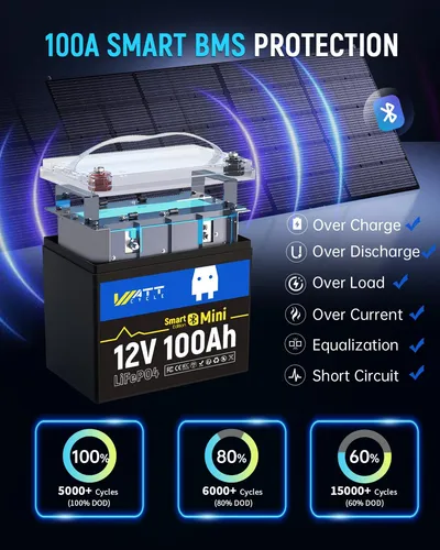 Batería De Litio 12 V 100 Ah Con Bluetooth Y Smart Bms