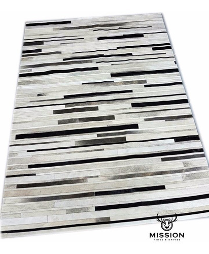 Imagen 3 de 6 de Alfombra Cuero Vaca Gris Tiras 3.0 X 2.0