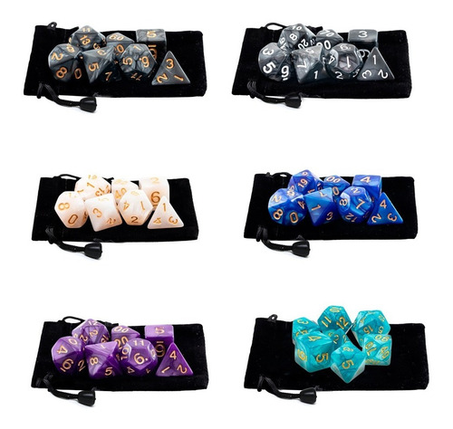 Dado Basilisco Dados Conjunto De Dados Rpg Preto - Kit De 7