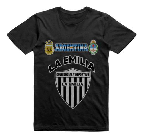 Remera Infantil Negra Club La Emilia San Nicolas