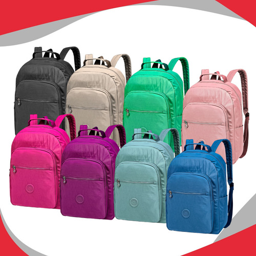 Mochila Feminina Reforçada Trabalho Viagem Escolar Cor Azul Desenho Do Tecido Liso