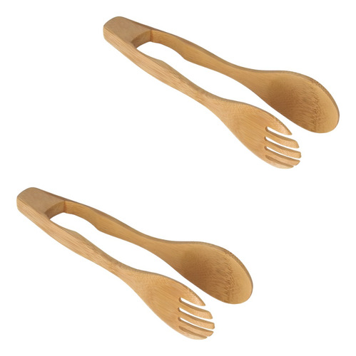 Set X 2 Pinza Para Cocina De Bambú 30 Cm Utensilio Gourmet