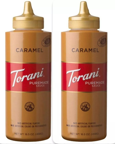 2 Pack Jarabe Torani Puremade Caramel 468g Importado