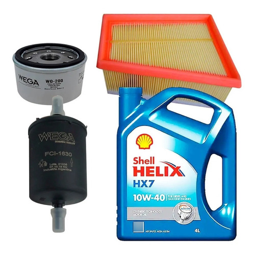 Kit Filtros Wega X3 + 10w40 Shell Hx7 5l Renault Sandero 1.6