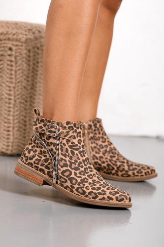 Botas Mujer Botinetas Taco Bajo Foliado Eco Cuero Moda Aspen