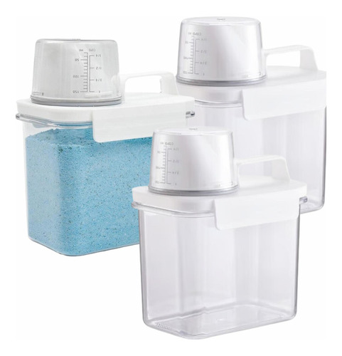 Kit 3 Dispenser Pote Hermético Organizador Lavanderia 1,1l