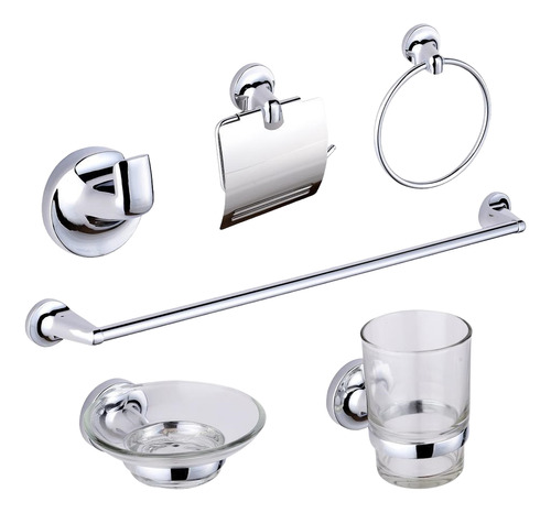 Juego De Accesorios De Baño 6 Pzas Maxims Cromo 45006