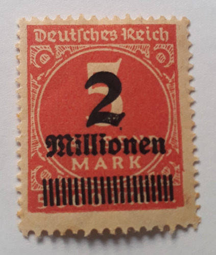 Estampilla Alemania 1923 2 Millionen Sobre 5 Mil Marks 