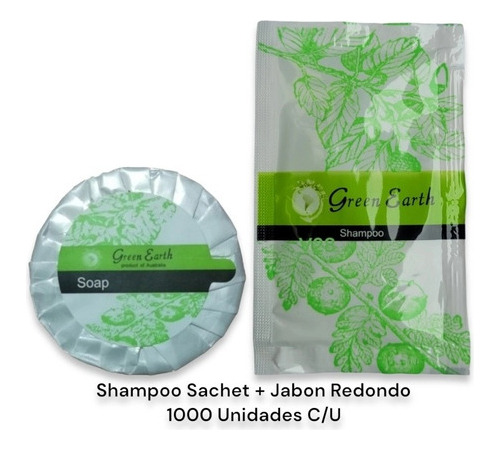 Shampoo Sachet Hoteles + Jabon Redondo 1000 Unidades C/u