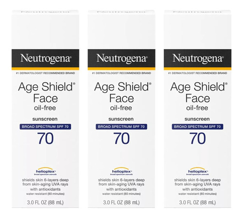 3 Pack Neutrogena Bloqueador Solar Age Shield Face Fps 70 