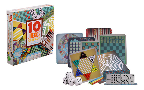 10 Juegos De Mesa, Tradicionales Damas, Ajedrez, Domino, Oca