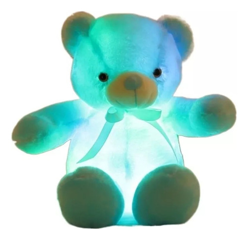 Oso de peluche con luz LED, 30 cm, color azul