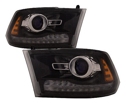 Headlights Set Projector Black Capa Fits 13-22 Dodge Ram Eei
